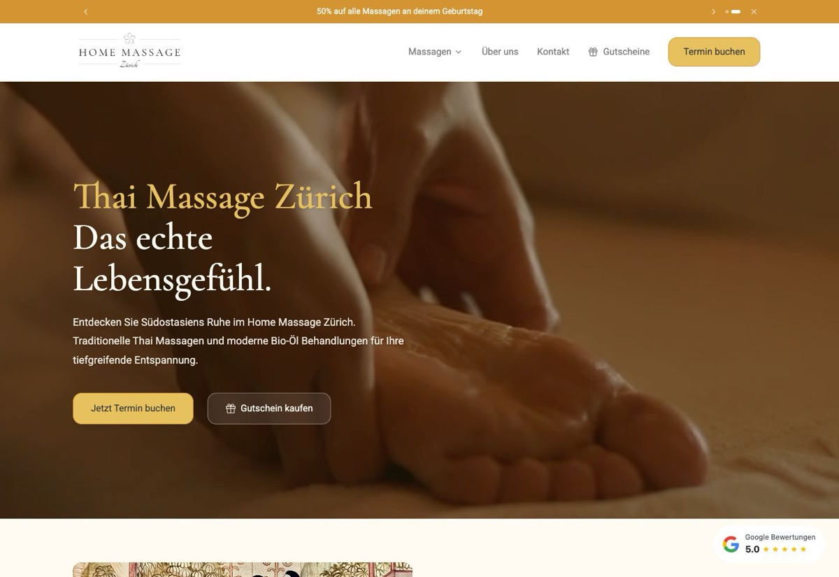 Website Home Massage Zürich